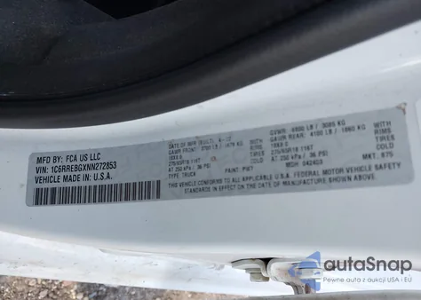 2022 Ram 1500 Lone Star 4X2 6'4 Box z USA, uszkodzony, nr VIN 1C6RREBGXNN272853